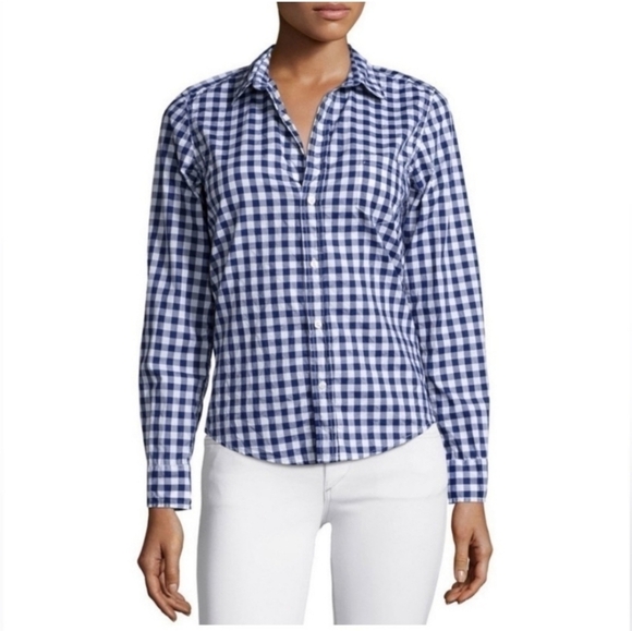 FRANK & EILEEN Barry Blue/White  Gingham 100% Cotton Shirt Size X-Small - Picture 9 of 9